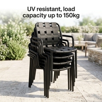 Chaise d'extérieur en plastique PP empilable avec accoudoirs, résistante aux UV, en rotin, pour jardin, restaurant, bistrot, terrasse – Vente en gros directe usine