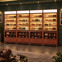 Vitrine à cigares en cèdre espagnol, humidor, armoire à cigares, étuis en bois, éclairage en bois, présentoir à tabac, aménagement de boutique de cigares