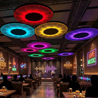 Luminaire suspendu LED rond en acrylique à changement de couleur RVB, contrôlé par une application intelligente, pour la décoration de boîte de nuit, bar, lustre