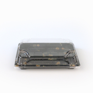 Bandeja Suchi con tapa caja de sushi <span class=keywords><strong>rectangular</strong></span> ecológica plástico PS desechable para llevar contenedores de comida de plástico negro - Product Image 2