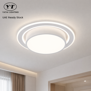 Plafonnier LED rond moderne 140W en acrylique et fer, télécommande, variateur de lumière, tricolore, montage en surface pour salon et chambre - Product Image 1
