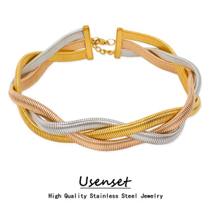 Nueva pulsera de acero inoxidable <span class=keywords><strong>316L</strong></span> de lujo, Gargantilla entrelazada, amuleto de tejido, cadena de mano de serpiente gruesa para mujer - Product Image 2