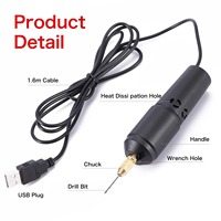 Mini perceuse électrique sans fil à fil, 5V2A, alimentation USB, pour perles en acrylique, cristal, époxy, micro-perçage