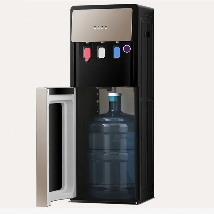 Korea Drie Kranen Compressor Koelwaterkoeler Instant Warm En Koud Water Dispenser Bodembelading Met Ijsmaker