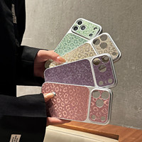 Coque de téléphone tendance style INS avec imprimé léopard pailleté pour iPhone 16 17 Pro 18 Pro Max – Étui de protection brillant pour l'arrière