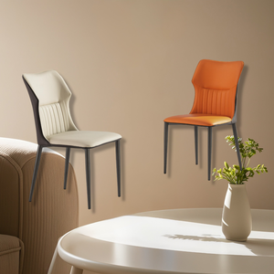 Chaise de salle à manger moderne de luxe en cuir de velours massif rembourrée en acier au carbone simple et extensible pour l'entrepôt de meubles de maison d'intérieur - Product Image 2