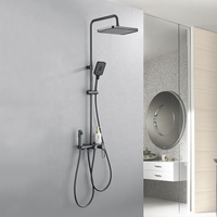 Colonne de douche murale en laiton gris anthracite avec pommeau de douche pluie pour salle de bain et hôtel – Qualité supérieure