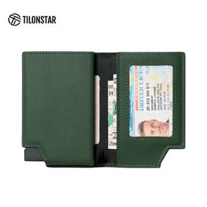 Portefeuille minimaliste en cuir RFID TILONSTAR TVC502, étui en aluminium unique pour cartes de crédit, avec fonction pop-out - Product Image 1