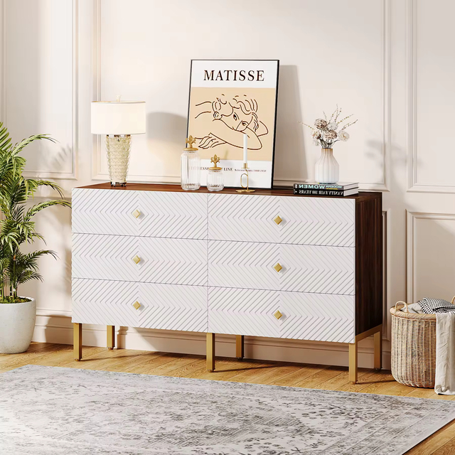 Modern Wood Chest Dresser with Drawers Eco-Friendly Large Capacity Storage Organizer for Bedroom Dressing Table Easy Assembly