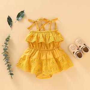 En gros Barboteuse en dentelle pour bébé, Combinaison, Tenues à bretelles pour nouveau-né, Combinaison de soleil - Product Image 3