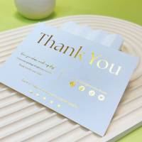 Carte de remerciement personnalisée avec logo en feuille d'or, carte de visite et carte postale pour l'emballage de la marque