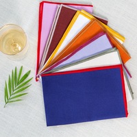 Serviettes en lin douces multicolores à bords colorés, lavables, personnalisables, pour décoration de mariage et de banquet, sets de table en lin