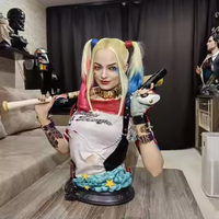 Statue réaliste de Harley Quinn en résine de 77 cm, sculpture de la Fille du Suicide Squad pour collection et exposition intérieure.