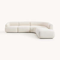 Canapé modulaire incurvé haut de gamme en tissu bouclé, détachable, en forme de L, avec chaise longue, idéal pour salon moderne de villa ou appartement