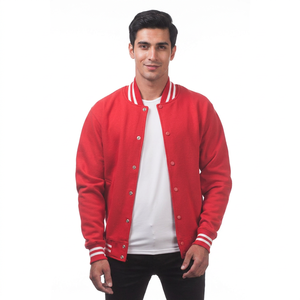Veste de baseball rouge de haute qualité pour homme, coupe ajustée, en laine, pour l'hiver, style universitaire, avec logo personnalisé, veste décontractée en toile pour homme - Product Image 1