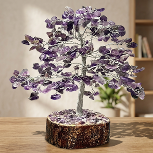 Árbol de Cristal de Ágata Negra Hecho a Mano, Bonsái de Piedras Preciosas Feng Shui con Base de Amatista para Decoración Navideña del Hogar, Árbol de Navidad (Pcs) - Product Image 3