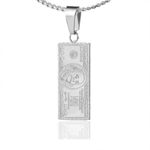 Collar con Colgante de Dólar Estadounidense de Alta Calidad, Diseño de $100, Chapado en Oro de 18K, Acero Inoxidable, Estilo Hip Hop - Product Image 2
