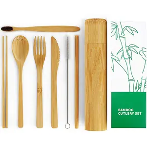 Juego de tubos de bambú personalizados, set de regalo, organizador biodegradable, tubo de bambú, utensilio para viaje, vajilla