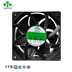 Poweryear 120x120x38mm 12V 24V 48V động cơ máy tính tản nhiệt 4-pin DC quạt làm mát 120mm 6500RPM trục DC Fan - Product Image 1
