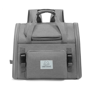 Sac de transport souple en cuir pour chats avec fenêtre en maille respirante, fermeture éclair, marron, forme carrée, sac à dos rigide - Product Image 2