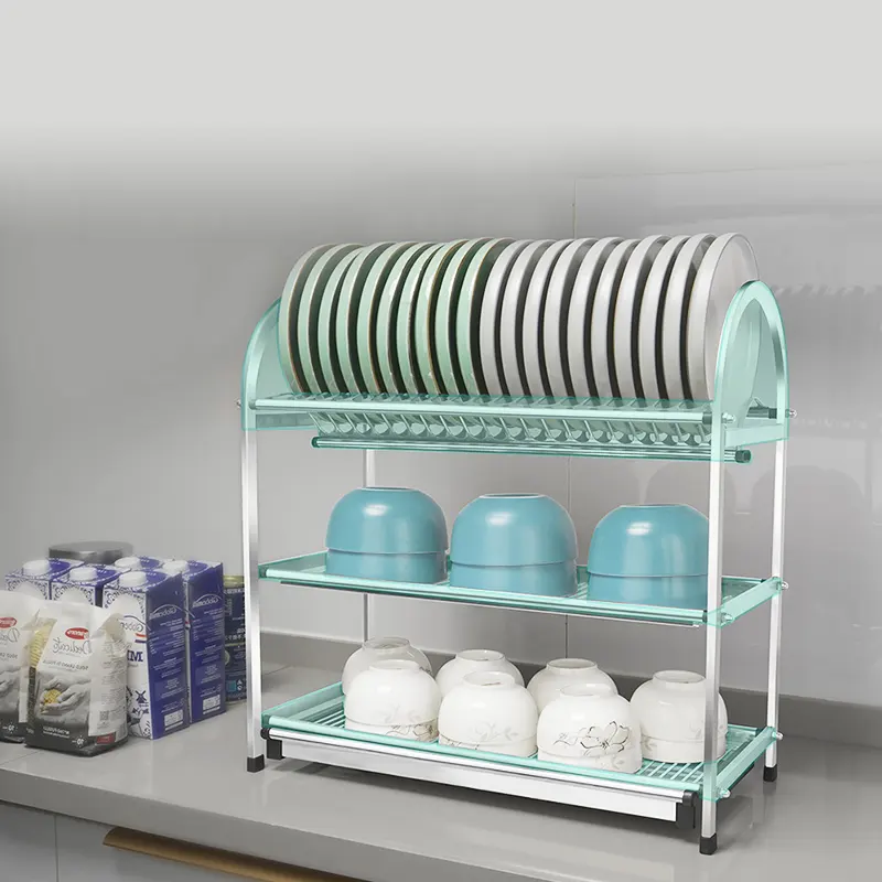 Sheenway Kitchen Storage supporto per scolapiatti a tre strati organizzatore per ciotole per scolapiatti da cucina