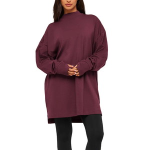 T-<span class=keywords><strong>shirt</strong></span> long à <span class=keywords><strong>manches</strong></span> <span class=keywords><strong>longues</strong></span> pour <span class=keywords><strong>femme</strong></span>, coupe oversize, col montant, épaules tombantes, avec passe-pouces, personnalisable - Product Image 5
