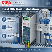 Alimentation électrique sur rail DIN MEANWELL SDR-120-24 24V 5A 120W 88-264VAC PFC actif pour l'automatisation industrielle PLC