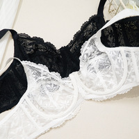 Grande taille Sexy soutien-gorge sous-vêtements minces pure dentelle soutien-gorge Sexy respirant maille armatures femmes confortable soutien-gorge