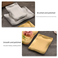 Plateau de service rectangulaire ondulé en acier inoxydable durable et écologique de style coréen, plat peu profond, pour grillades, snacks, dim sum, restaurant