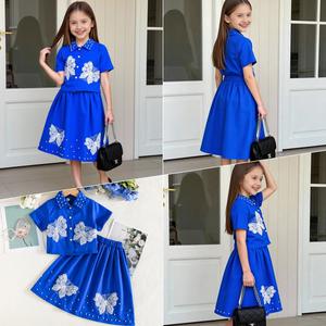 Vêtements pour enfants en gros, usine chinoise, ensemble papillon <span class=keywords><strong>bleu</strong></span> perle pour tout-petits, robe d'été pour fille, vêtements pour bébés, ensembles de vêtements pour filles - Product Image 4