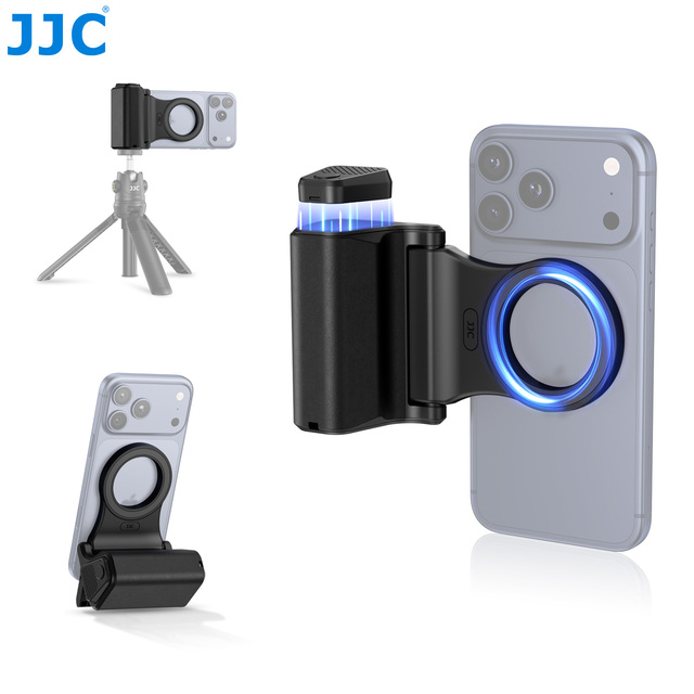 JJC MSG-IP Upgraded Magnetic Phone Camera Grip with Remote Cell Phone Camera Grip Handle for Vlogging Video Recording Selfie