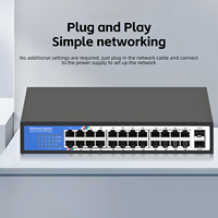 Tshield 24 Port Gigabit Unmanaged Switch 10/100/1000Mbps 52Gbps Rak Desktop Plug and Play untuk Rumah Kantor Bisnis Tersedia di Stok