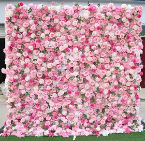 K200 Yboland Pared de flores personalizada 5D 3D tela enrollable blanco rosa roja decoración de boda Artificial panel de flores telón de fondo Pared de flores