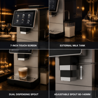 Máquina de Café Espresso Automática de Fábrica, Molinillo de Acero Inoxidable, Pantalla Digital, para Uso Comercial