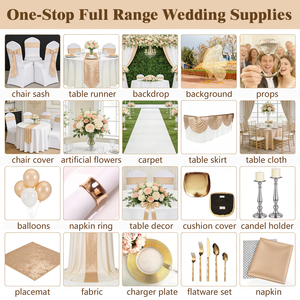 Nuovo Design 2026: Coprisedile e Coprischienale in Velluto con Volant Drappeggiato 240gsm <span class=keywords><strong>per</strong></span> Decorazioni di Matrimoni ed Eventi - Product Image 6