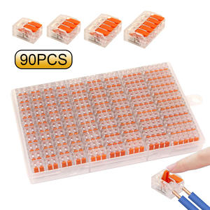 Borniers de connexion rapide 90 pièces, type barrière, connexion par enfouissement, 2 pôles, kit de connecteurs pour fils 11-20 AWG - Product Image 1