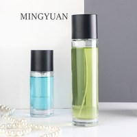 Desain baru botol parfum kaca silinder topi hitam botol semprot parfum bulat kosong 100ml 50ml wadah kaca untuk parfum