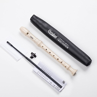 White German Baroque Style Soprano Recorder 8-Hole Flute ABS Resin Detachable 326mm Musical Instrument Accessory