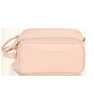 Cosmetic <b>Bag</b> <b>Large</b> Capacity Portable Travel <b>Toiletry</b> Storage Case Pink White Black Beige Solid Color Breathable Waterproof - Product Image 3
