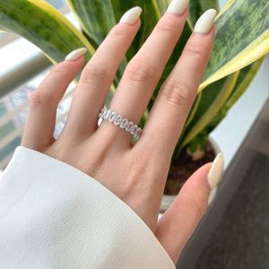 Dylam Sterling Silver <b>Cz</b> <b>Rings</b> Silver <b>Rings</b> Real 925 Sterling Silver Iced Out Baguette Cubic Zirconia <b>Rings</b> for Women - Product Image 3