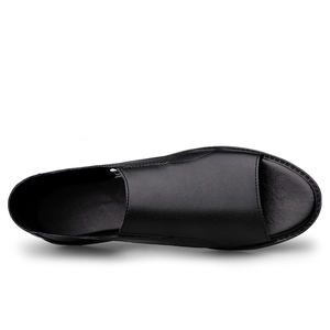 Sandales d'uniforme pour hommes, robe, Oxford Derby Business Hollow Out Air Hole Leather Low-top Open-toe Hasp Buckle Handmade Outdoor - Product Image 4