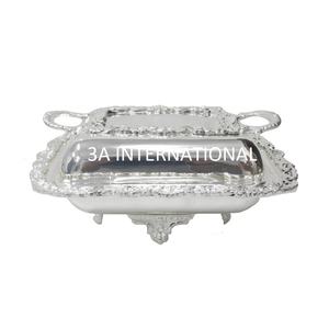 Calentador de alimentos decorativo hecho a mano Chapado en plata, plato de frotamiento para servir buffet para fiesta de boda, catering, plato de frotamiento - Product Image 1