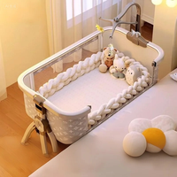 Lit bébé multifonctionnel en tissu peluche, berceau mobile et pliable, lit cododo pour nouveau-nés
