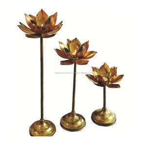 Metal Candle Stand with Wooden Base - Product Image 2