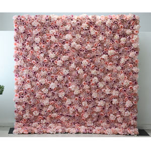 Fondo de flores artificiales para decoración de pared, tela de flores de color rosa y peonía, para venta al por mayor - Product Image 1