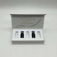 Empaque Cosmético de Cartón Rígido Magnético con Logotipo Estampado en Lámina Dorada Personalizado de Lujo para 5 Frascos de Péptidos de 3 ml