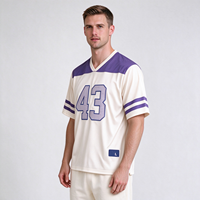 Maillot de sport personnalisé en maille pour homme, col en V, color block, impression personnalisée, streetwear, maillot de rugby pour homme, vente en gros