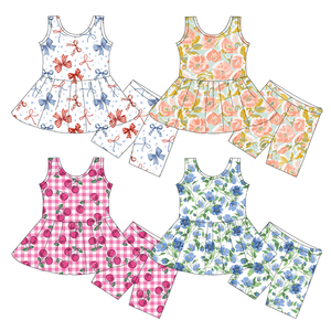 Zomer top zonder mouwen en elastische shorts voor babymeisjes, 2-delige casual set, ademende speelkleding voor dagelijkse uitjes en ontspannen tijd voor kinderen - Product Image 1