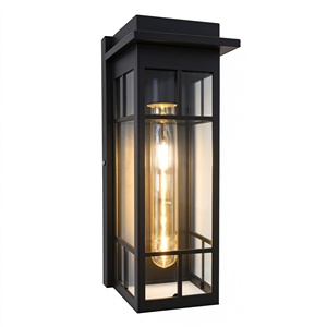 Lámpara de Pared Exterior Moderna, de Aluminio Negro, Forma Cilíndrica, Difusor de Vidrio Templado, Luz Cálida de 3000K, para Jardín - Product Image 1
