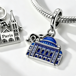 Colgante de recuerdo rectangular de la Catedral de Notre Dame de París, chapado en plata, de aleación de zinc, con esmalte duro, temática religiosa - Product Image 6